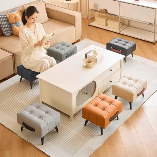 Tabouret en simili cuir compact pour résoudre le manque de siège - 2