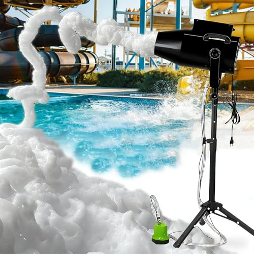 SHUMIAO Máquina de espuma com efeito de cenário, com tripé, ângulo ajustável, distância de 6 a 10 m/área de 80 m², para festas, eventos, diversão na piscina e aniversários privados