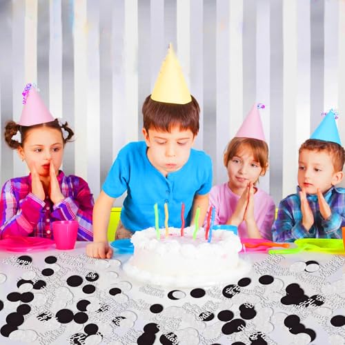 Image of 200Pcs Happy Birthday Confetti Glitter Silver And Black Circle Dots Confetti Table confetti For Birthday party Halloween Bachelorette Wedding Baby Shower Decorations
