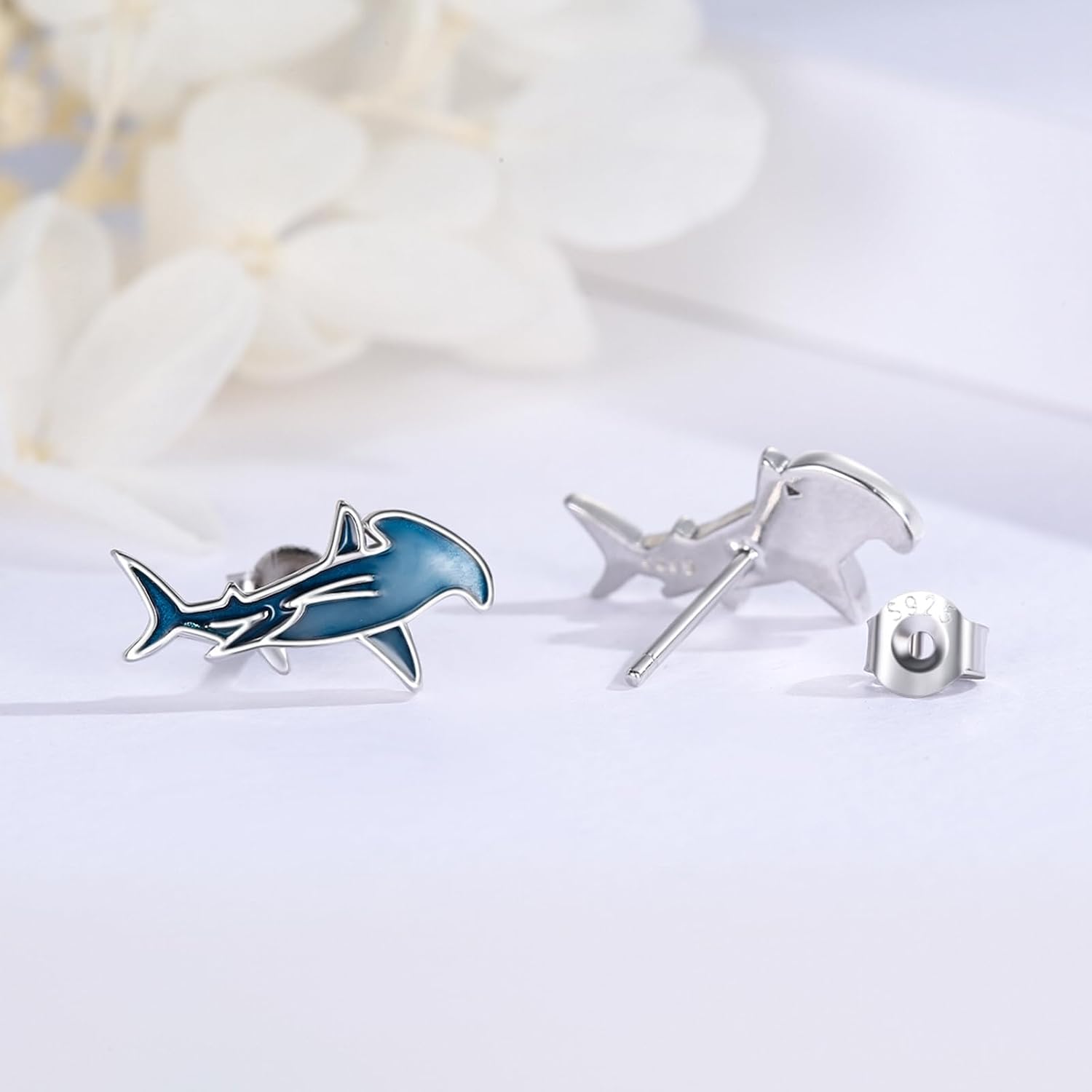Shark Earrings for Women 925 Sterling Silver Ocean Earrings Animal Stud Ears Shark Jewelry Gifts for Women Birthday Graduation