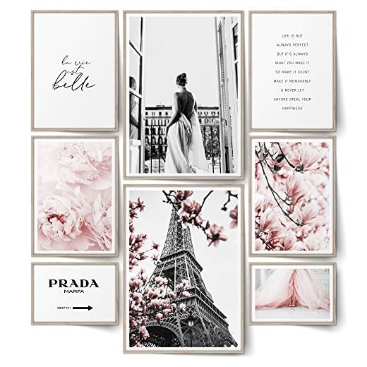 BLCKART Infinity Rose Love affisch set snygga dubbelsidiga rosa bilder blommor vardagsrum sovrum kontorsdekoration (L | 2 x A3 | 4 x A4 | 2 x A5 | Utan ram, ros kärlek | 8)
