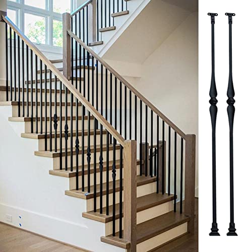 Barandillas de Escalera para Porche y Jardín con Diseño Cuadrado Negro Europeo