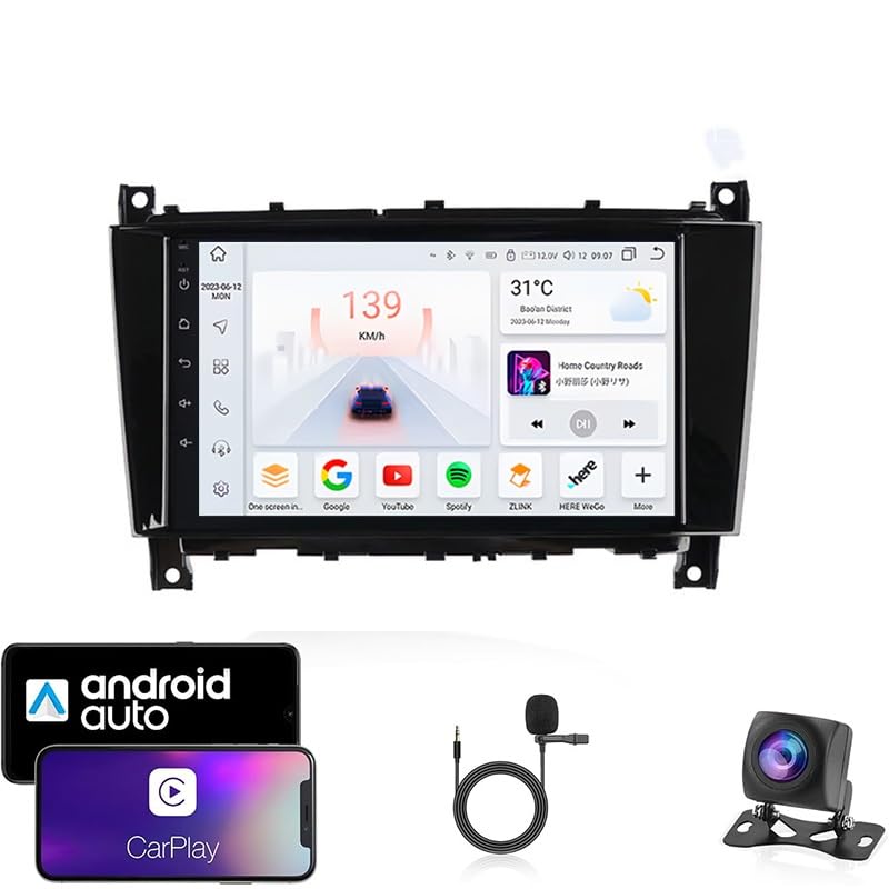 Autoradio Android 14 Double Din pour Benz CLK-W209 et Classe G avec GPS et WiFi
