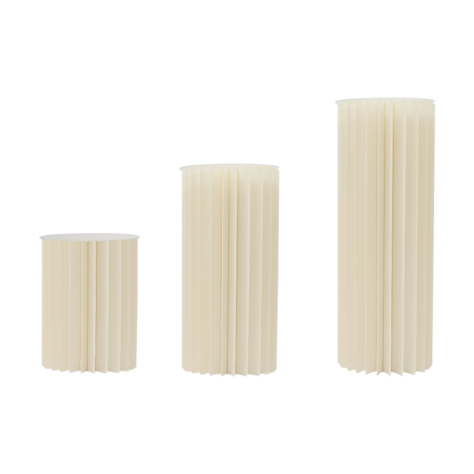 Colonne décorative papier ondulé lot de 3 supports fleurs pliables événement