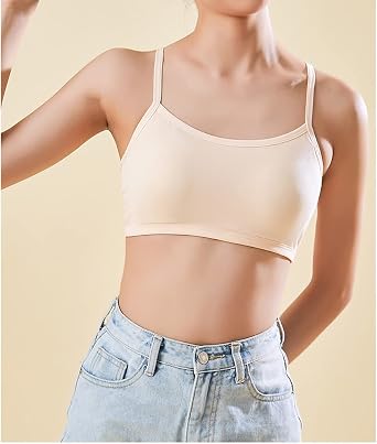Herepai Teen Girls' Training Bra Seamless Cotton Cami Wireless Bras Elastic