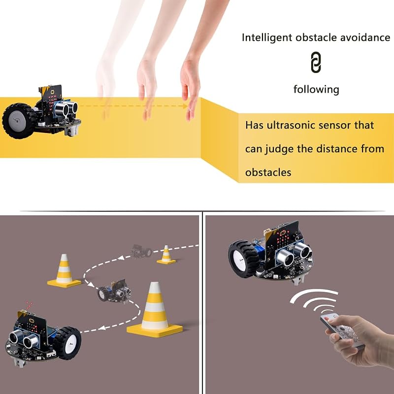 GeeekPi DeskPi MicroCar - BBC Micro:bit V2 Programozható Robot Autó Készlet - STEM Oktatási Eszköz Gyerekeknek - Grafikus Makecode Kódolás U
