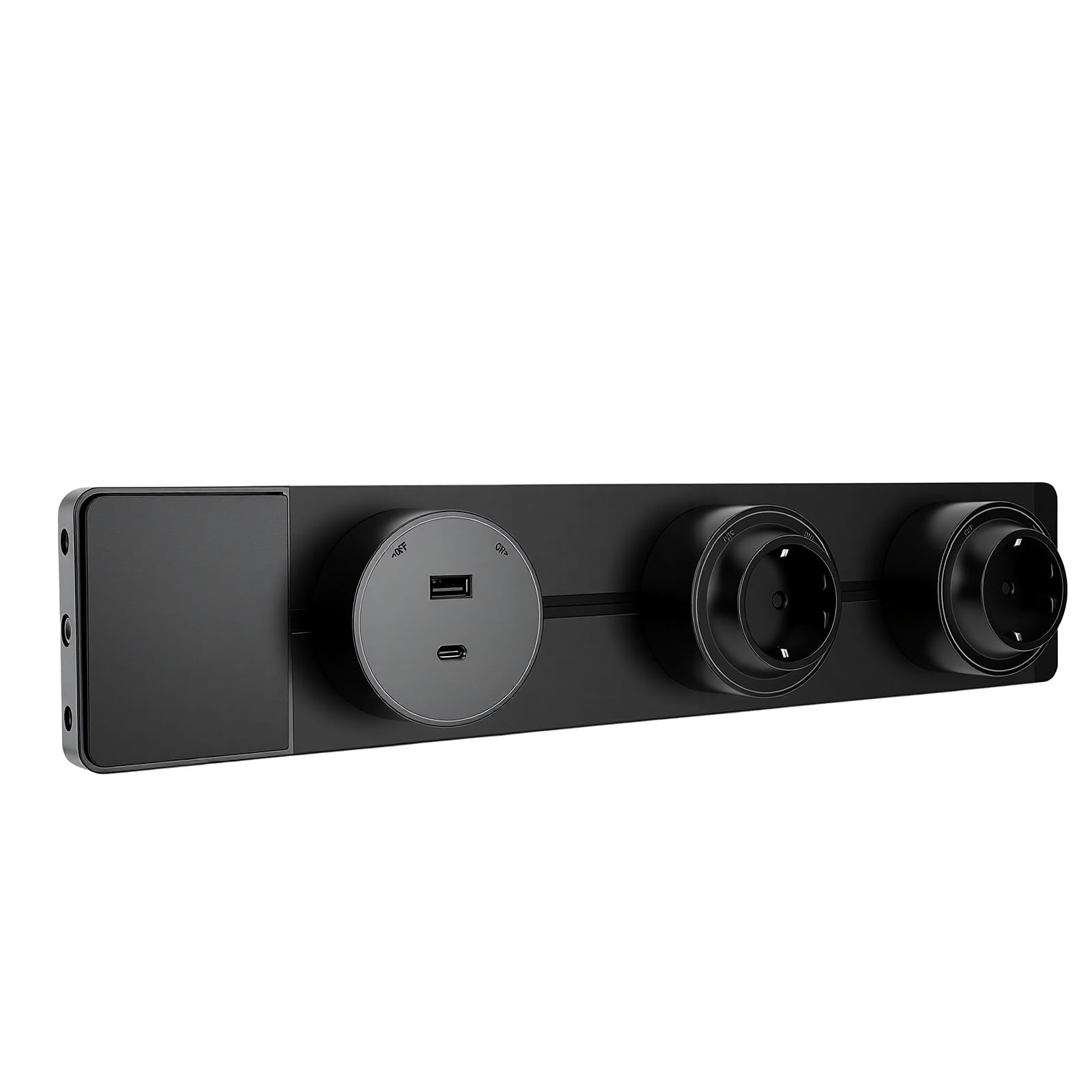 Annadue Steckdosenleiste 40cm mit 2 Steckdosen und USB A USB C Ports,