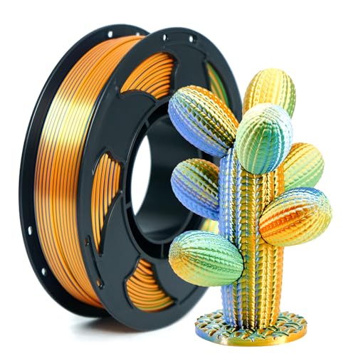 Image of Silk Tri Color Orange Blue Green PLA 1.75mm 250g Shiny 3D Printer Filament | Silk finish Tri Orange Blue Green Coextrusion Shiny Smooth transition Neatly wound 0.25kg Small spool for Bambu Creality FDM