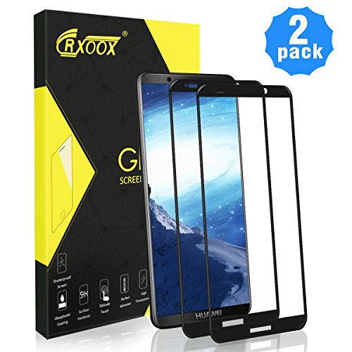 CRXOOX Cristal Templado para Huawei Mate 10 Pro, Protector de Pantalla, [2-Unidades], 9H Dureza, Alta Definicion, Anti-Golpe, Sin Burbujas,0.33mm,Negro [Garantía de por Vida]