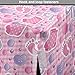 Ambesonne Cartoon Dog Crate Cover, Bows and Bootes Buttons Ribbon Elements Birthday Theme on Tartan Display, Easy to Use Pet Kennel Cover for Medium Large Dogs, 42 Inch, Pale Pink and Mauve