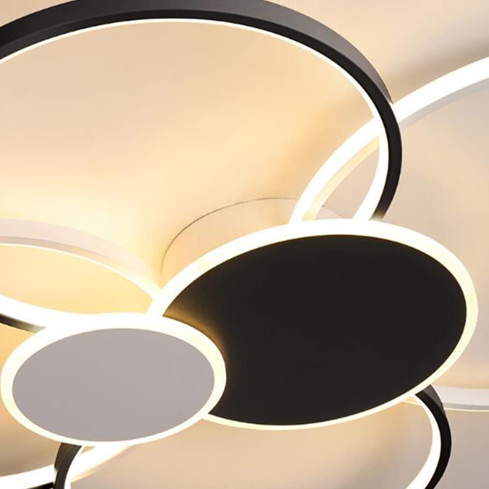 Nowoczesna Lampa Sufitowa LED 42W ściemnialna Lampa Sufitowa z Pilotem Kreatywny Okrągły żyrandol Akrylowy Abażur Sypialni Jadalnia Kuchnia Wisiorek światło Oświetlenie Wewnętrzne,Black