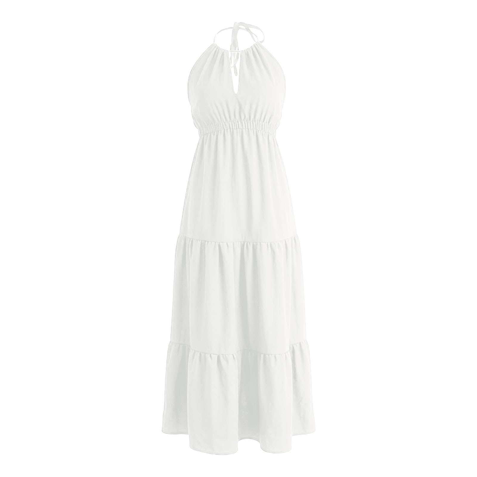 Vestido de corte acampanado fluido para mujer, informal, oficina, vacaciones, tela pura