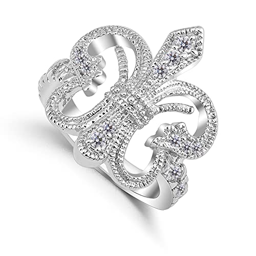 Cubic Zirconia Princess Crown Wedding CZ Band Eternity Ring2