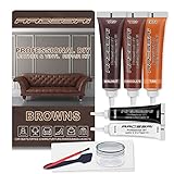 Brown Leather Repair Kits for Couches - Vinyl and Leather Repair Kit -Leather Paint- Leather Scratch, Tears & Burn Holes Repair for Refurbishing Upholstery, Couch, Boat, Car Seats - Leather Dye Brown