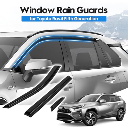 Image of RAV4 Rain Guards - Window Visors for Toyota RAV4 2019-2025, Out-Channel Side Window Rain Guards for RAV4 Accessories, 6PCS, Black, Car Accessories