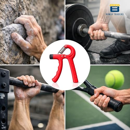 Image of CRAE Hand Gripper - Adjustable Grip Strengthener for Forearm, Wrist & Finger Workout Men & Women Capacity 60 kg (Red)