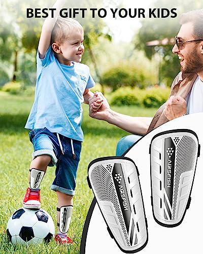 AirsFish Shin Pads Boys CE Certified Kids Shin Pads with Ankle Protection,Breathable Non Slip Extended Adjustable Straps (Black-White - Image 4
