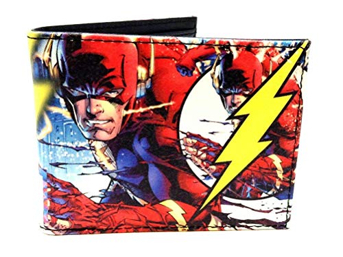 DC Comics The Flash Sublimated Graphic Print PU Faux Leather Men's Bifold Wallet