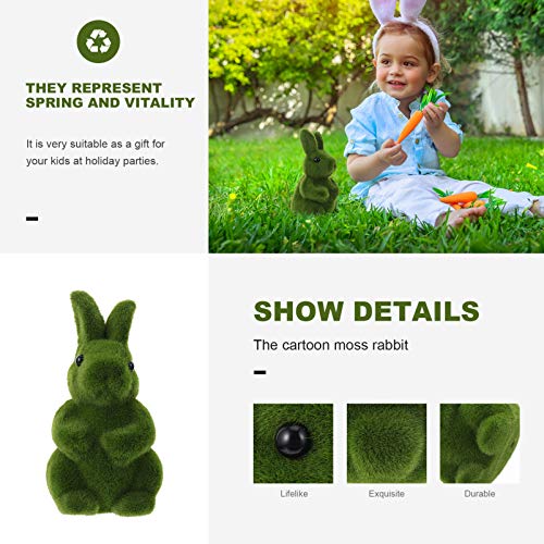 STOBOK Estatueta de Coelho de Musgo de Páscoa Peludo Reunido Estátua de Coelho Verde Em Pé Escultura