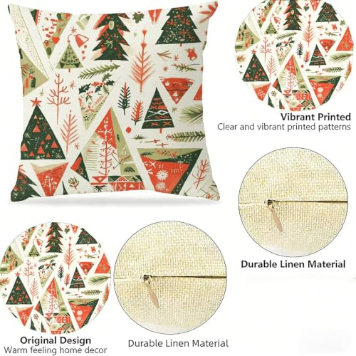 Housse coussin extérieur 80x80cm beige imperméable au motif arbre de Noël - 5