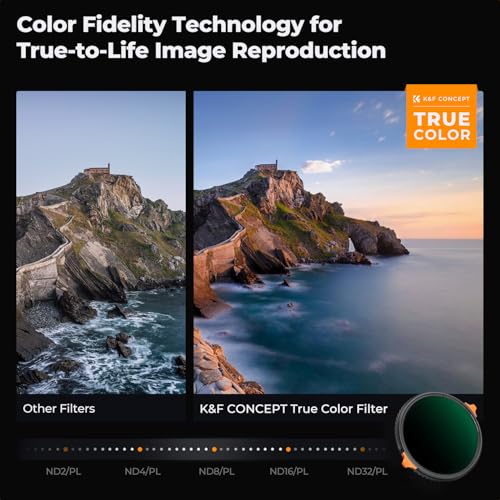 Image of K&F CONCEPT 40.5mm True Color Variable Fader ND2-32 ND Filter and CPL Circular Polarizing Lens Filter in 1 for Camera Lens Neutral Density Polarizer Filter (Nano-X Series)