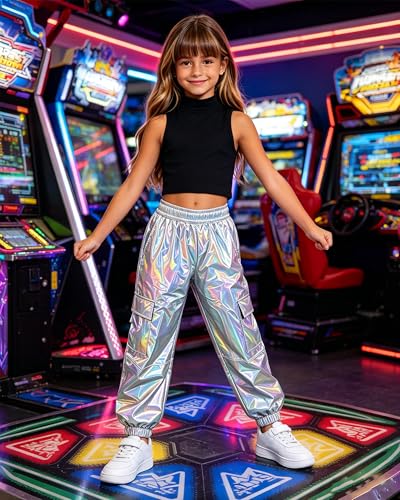 Image of SANGTREE Girls' 2 Piece Outfits T-Shirt and Drawstring Cargo Jogger Pants Clothing Set, 4-14 Years