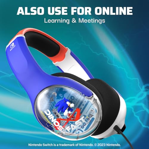 Image of PDP REALMz Wired Gaming Headset for Nintendo Switch /Lite /OLED, 3.5mm Headphones Audio Jack for Tablets /PC /Console /Laptop, Officially Licensed SEGA Sonic Superstars: Sonic Go Fast
