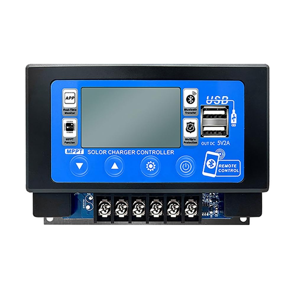 Littimoon Solar Charge Bluetooth MPPT Controller with LCD Display Dual USB Support 12V/24V/36V/48V/60V Battery