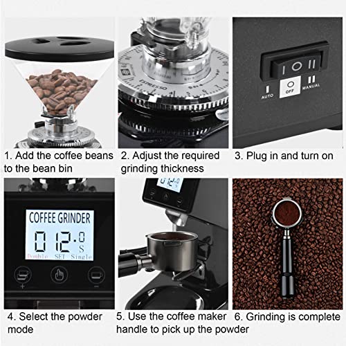 Kaffeemühle, stabile LCD-Touchscreen-Kaffeemühle EU-Stecker 220 V 200 W 19 Gang 500 ml für Gewerbe – Bild 4