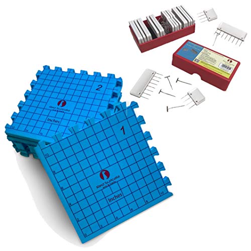 Red Suricata Knit Blocking Bundle  Extra Thick Blocking Mats for Knitting Set & Knit Blocking Comb Set (25 Combs and 100 T-pins) all in one Combined Storage Bag  For Knitting & Crochet (Inches Grid)
