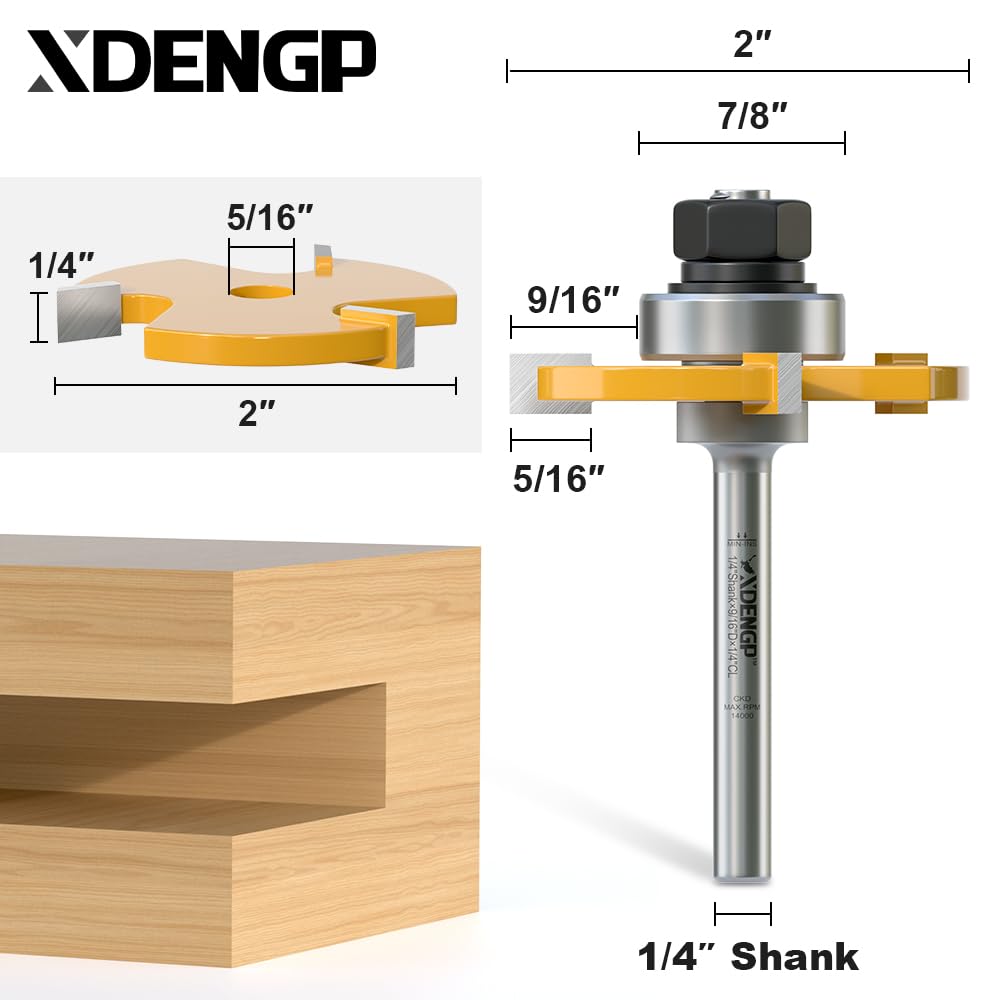 Slot Cutter Router Bit 1/4 Shank, 3 Wing Slotting Cutter Router Bit for T-Molding Slot Cutting | 1/4" Carbide Height — Amazon image 2