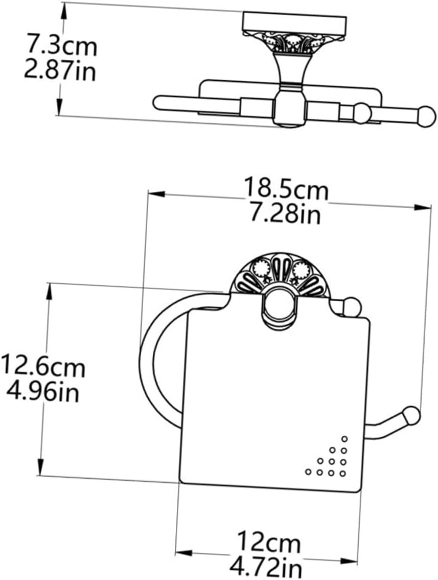 NOLITOY Retro Black Copper Toilet Paper Holder with Flap Cover Wall Mounted Single Roll Tissue Dispenser for Bathroom Home Storage Organizer