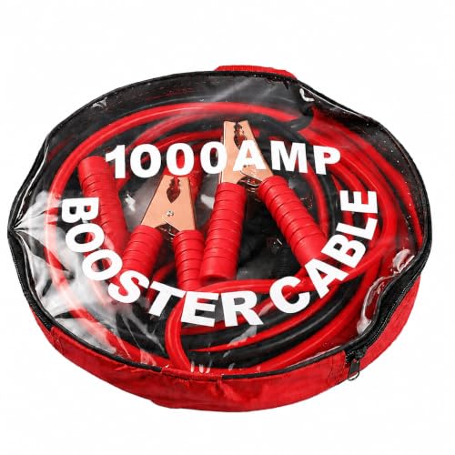 Image of AJIGNA MART 1000 AMP Car Booster Cable, Heavy Duty Jump Start Battery Cable with Copper-Coated Clamps, Portable Carry Bag, Suitable for Cars, SUVs, Vans & Small Trucks