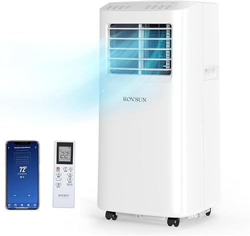 ROVSUN Aire acondicionado portátil 4 en 1 de 13,000 BTU, calentador, deshumidificador, ventilador, para habitaciones de hasta 550 pies cuadrados,