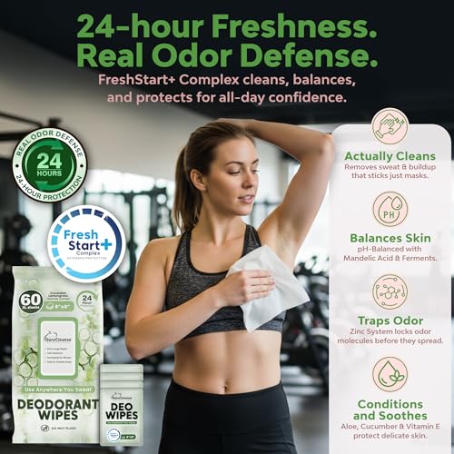 Image of XL Deodorant Wipes for Women - 240 Ct. + 16 Travel Body Wipes Individually Wrapped 8 inchx8 inch Odor Eliminator Towelettes for Underarm, Body, Feet - pH Balanced Armpit Smell Remover for Gym & Post Workouts