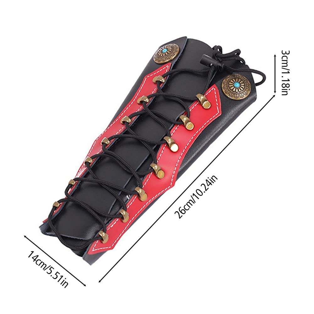 DONGKER Bogenschießen Armschutz, Traditioneller Mittelalter Armschoner, PU Leder Arm Rüstung Manschette, Zubehör für Bogensport