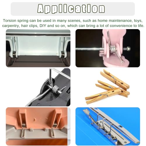 Ruibapa 50Pcs Torsional Springs Assortment Kit 15 Sizes 304 Stainless Steel,45/90/120 Degree for Home Repairs & DIY Springs Assortment - Thumbnail 6