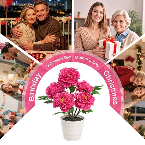 Image of Peony Artificial Flower Lamp, Decorative Night Light for Bedroom Bedroom Wedding Bar Coffee Shop Decor, Christmas Valentines Mothers Day Anniversary Birthday Gifts for Women Mom Grandma Wife Friend