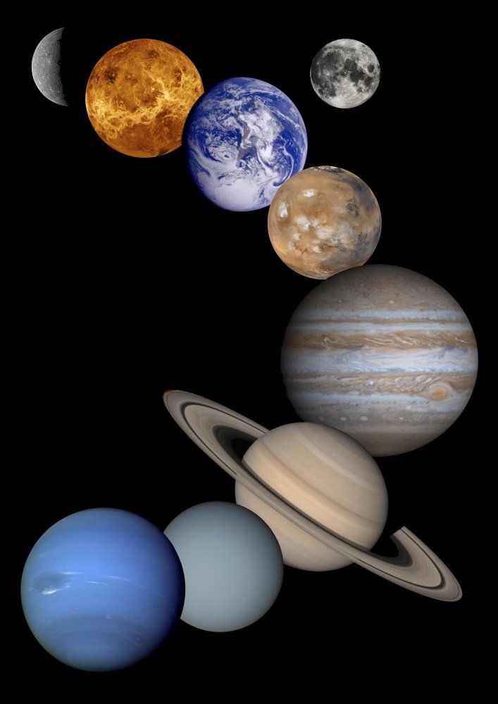 絵画風 壁紙ポスター (はがせるシール式) 太陽系の惑星 水星 金星 地球 月 宇宙 天体 神秘 パワー キャラクロ SPC-010A1 (A1版  585mm×830mm) 建築用壁紙+耐候性塗料 <日本製> ウォールステッカー お風呂ポスター