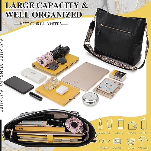 VX VONXURY Crossbody Bag for Women, Trendy Vegan Leather Shoulder Bag, Designer Bucket Bag with 2PCS Adjustable Straps2