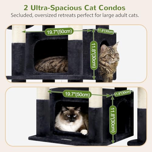 Image of Globlazer Cat Tree for Large Cats, 75in Tall Multi-Level Heavy Duty Cat Tower for Indoor Cats with Extended Platform, 2 Spacious Condos, 2 Padded Perches, 6 Sisal Scratching Posts, S75, Dark Grey