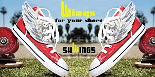 Shwings Lace On Style Matte Black Foil One Size Fabric Shoe Decoration Charm Wings #TOP3