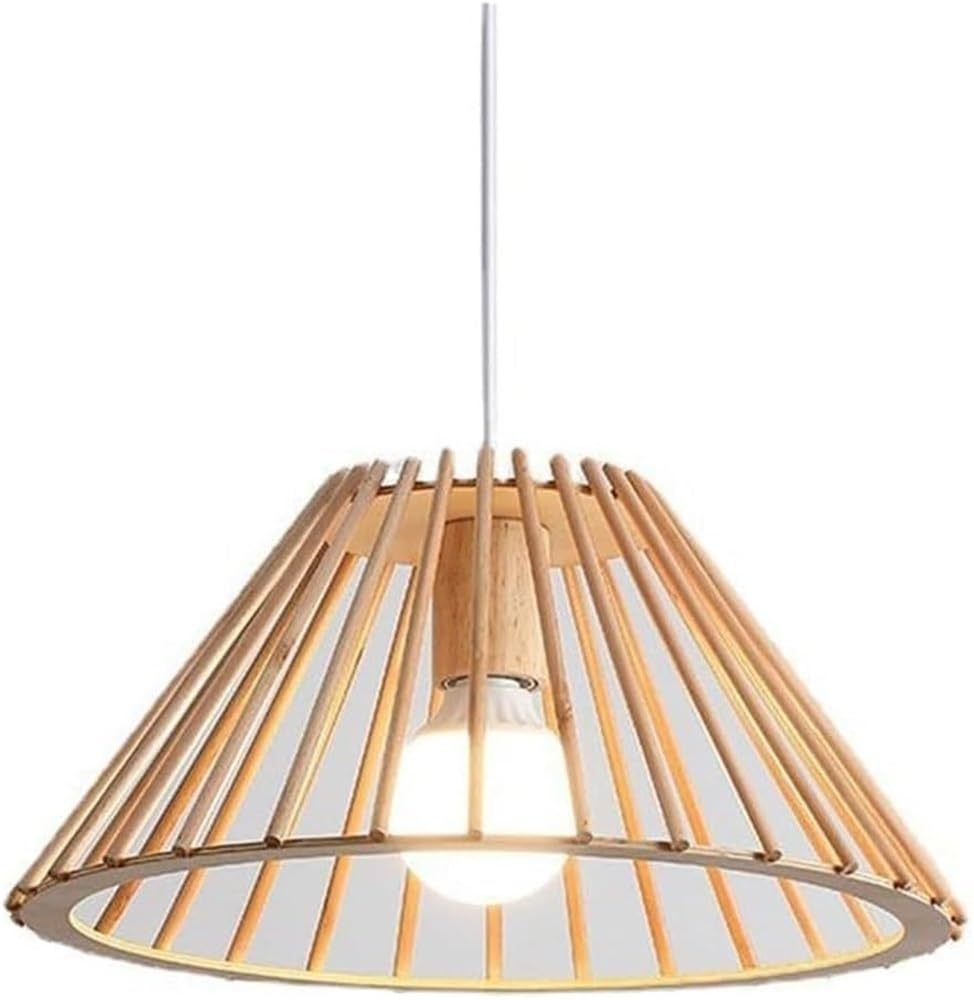 Lámpara de techo de madera E27 colgante ajustable para salón y dormitorio de diseño japonés 8