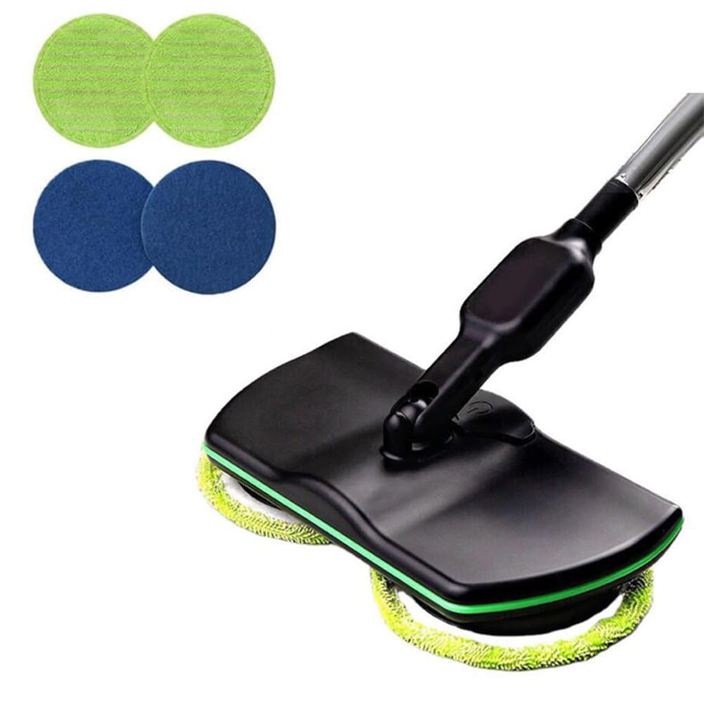 Fregadora de Pisos 2 en 1,Trapeador Eléctrica Giratoria Inalámbrica,Mopa Pulidora Barredora para Cualquier Superficie Dura con 2 Almohadillas Microfibra y 2 Almohadillas Pulido
