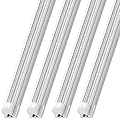 Barrina 8FT LED Shop Light Fixtures 100W, 15000LM 6500K Super Bright White, Linkable, with Clear Cover, V Shape LED Tube Lights, T8 LED Ceiling Lights for Garage, Workshop, ETL Listed, 4 Pack