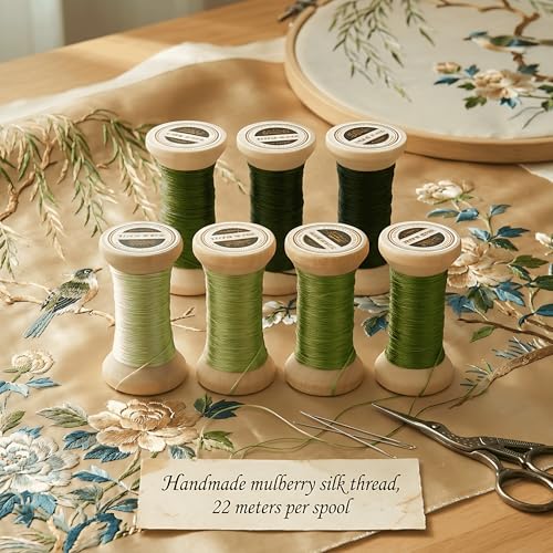 Image of 100% Mulberry Hand Dyed Silk Embroidery Thread, Embroidery Floss, 4 Spools Each 24 Yards (04-1)