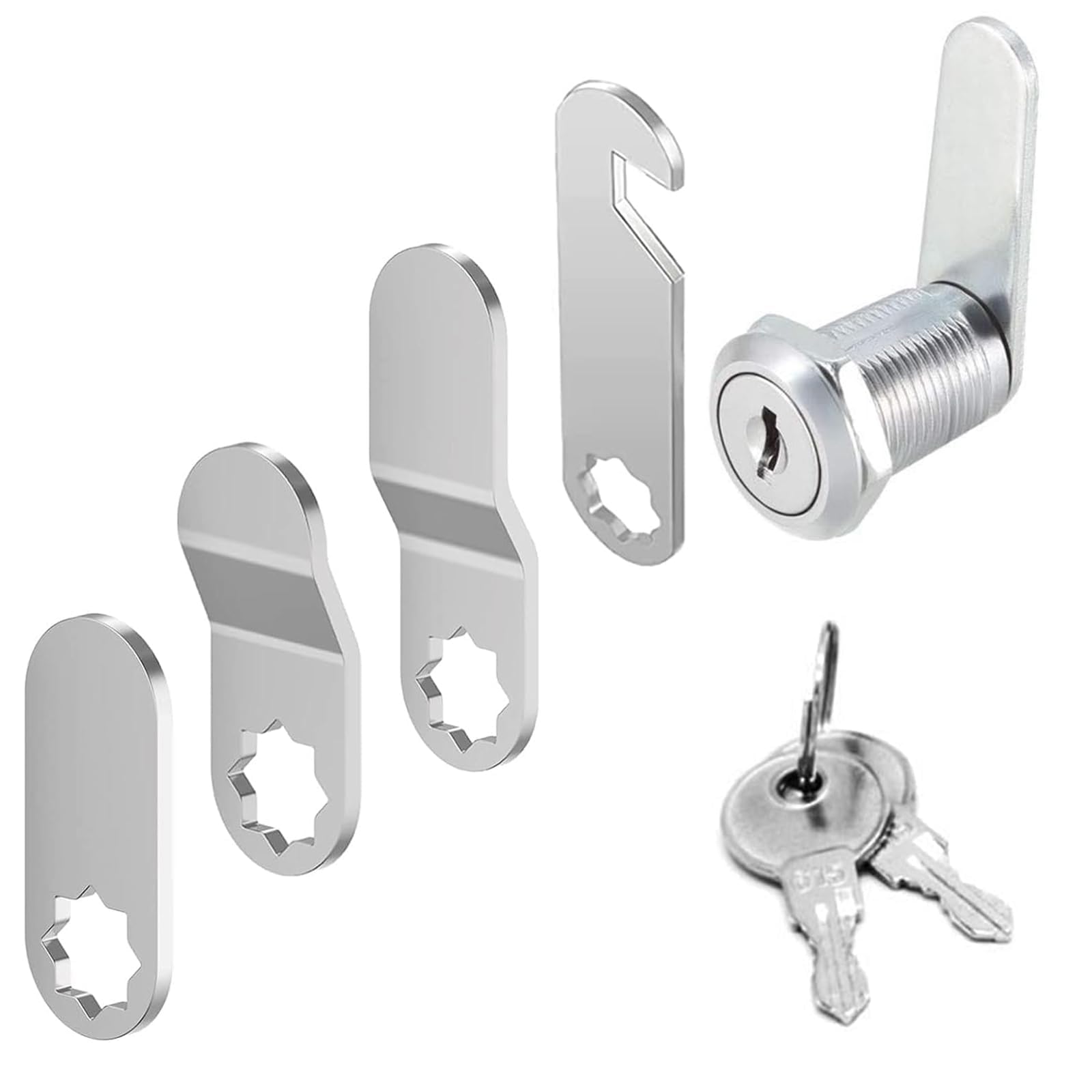 Dolaso Silver Letterbox Lock 16 Mm Comes With 4 Different Lock Plates,Mailbox Cabinet Cam With 2 Key Alike,For Letterbox Letter Box Lever Furniture Drawers Dresser Cupboard Door