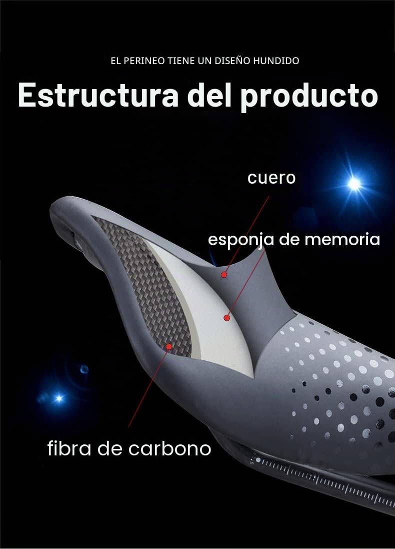 QIKU Sillín de Bicicleta de Fibra de Carbono, Sillín de Bicicleta de Carretera de Diseño Hueco, Super Ligero 110g