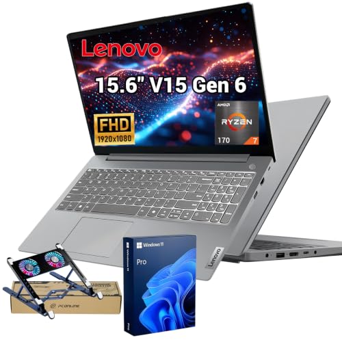 Image of Lenovo V-Series 15.6 inch Business Laptop, AMD Ryzen 7 170, 16GB DDR5,1TB SSD