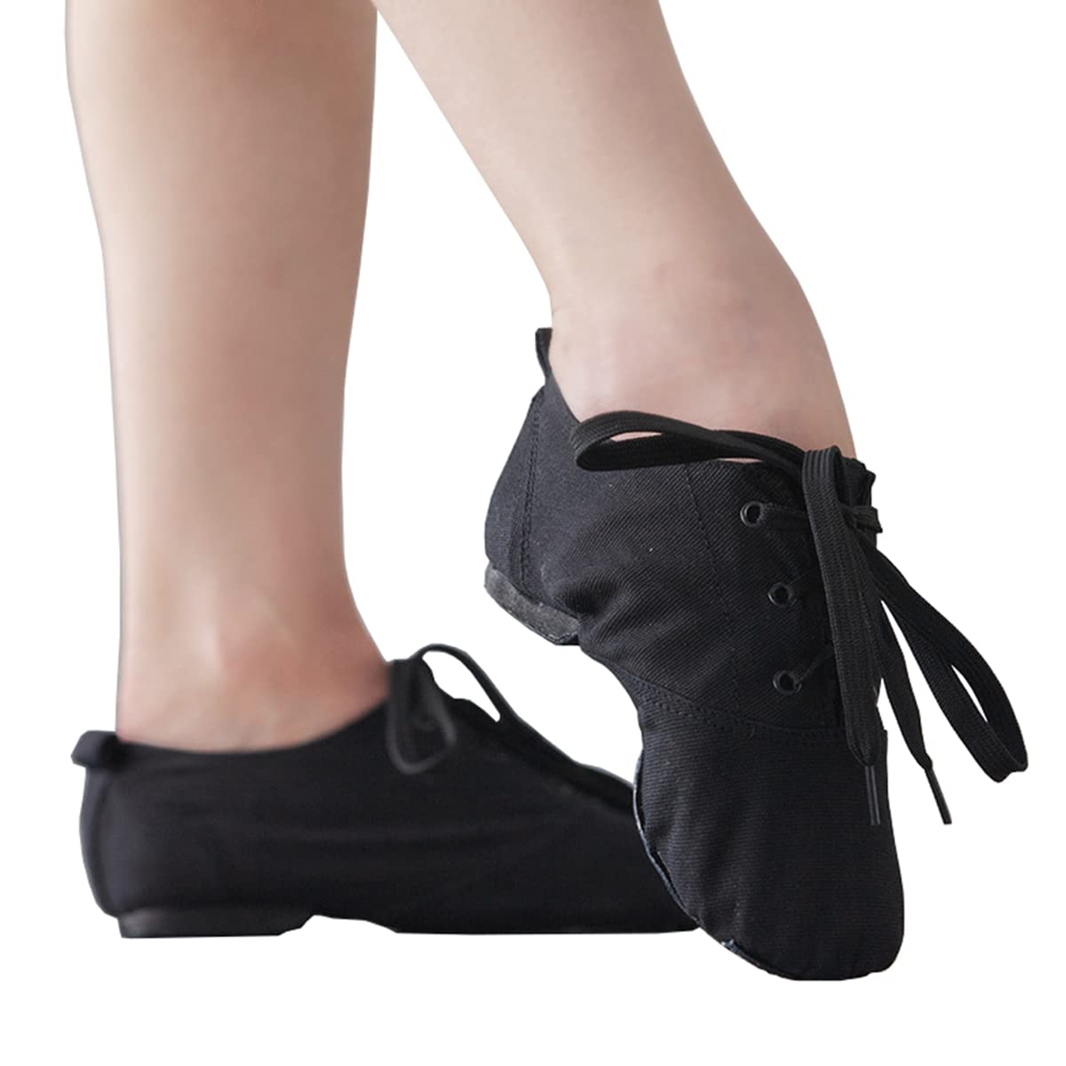 Chaussure de Ballet Toile, Chaussures de Jazz Femme à Lacets Baskets de Danse Fille Semelles Divisées Moderne Dance Chaussures